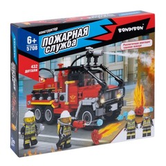 Конструктор Bondibon, Пожарная Служба, Пожарная машина, 432 дет., BOX