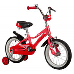 Велосипед NOVATRACK 14" NOVARA алюм., коралловый, пер.руч., зад.нож. тормоз, короткие крылья, полная