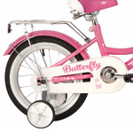 Велосипед NOVATRACK 14" BUTTERFLY розовый, тормоз нож, крылья и багаж хром, корз, полн защ.