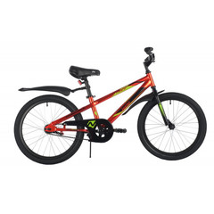 Велосипед NOVATRACK 20", JUSTER,  красный, тормоз ножной, защита  А-тип, пластиковые крылья