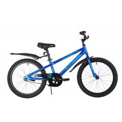 Велосипед NOVATRACK 20", JUSTER,  синий, тормоз ножной, защита  А-тип, пластиковые крылья