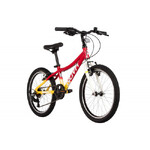 Велосипед NOVATRACK 20" KATRINA, алюм.рама, жёлтый-красный, 6-скор, TY21/TS38, V-brake