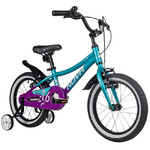 Велосипед NOVATRACK 16" KATRINA алюм., зелёный-фиолетов, полная защ.цепи, V-brake, короткие крылья