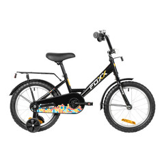 Велосипед FOXX 14" SIMPLE чёрный, сталь, тормоз нож, крылья, багажник, полная защ.цепи