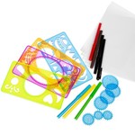 Обучающие игры Bondibon Спирограф-линейка «ЧУДЕСНЫЕ УЗОРЫ», 7 вкладышей, фломастеры, BOX